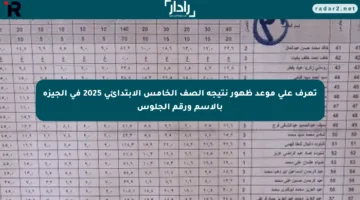 تعرف على موعد ظهور نتيجة الصف الخامس الابتدائي 2025 في الجيزة بالاسم ورقم الجلوس